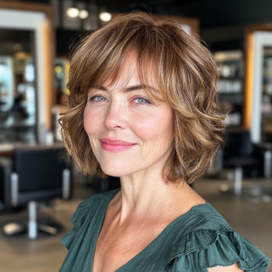 Softly Textured Voluminous Bob with Gentle Layers