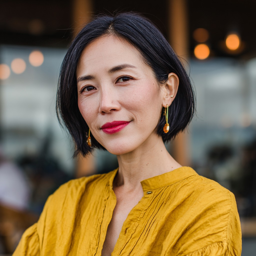 Stylish Asymmetrical Silhouette Bob with Subtle Texture