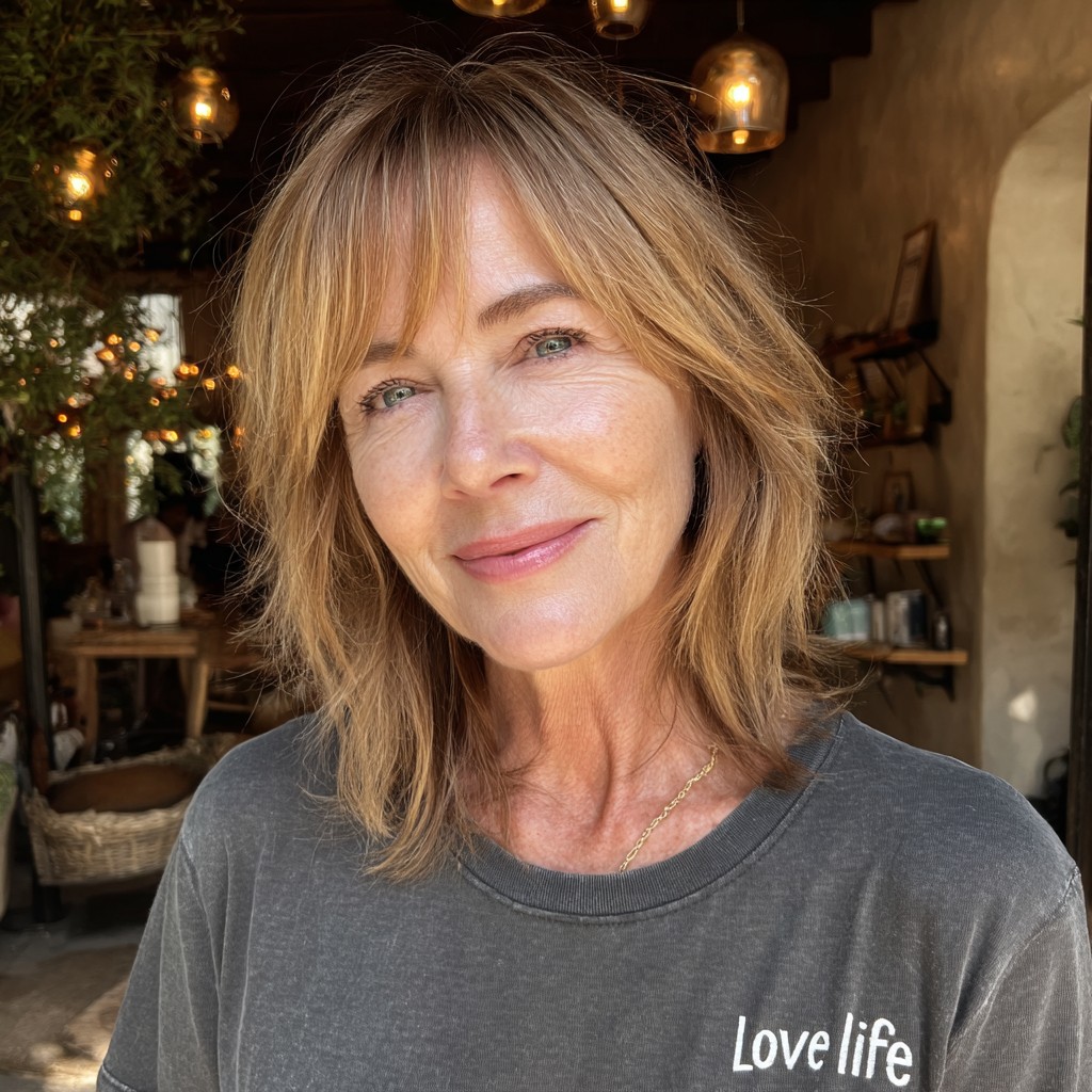 Stylish Bronde Textured Lob with Subtle Layers