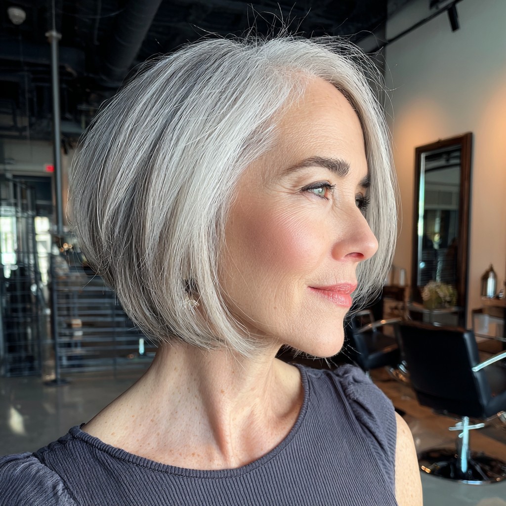Stylish Silver Textured Bob with Soft Waves