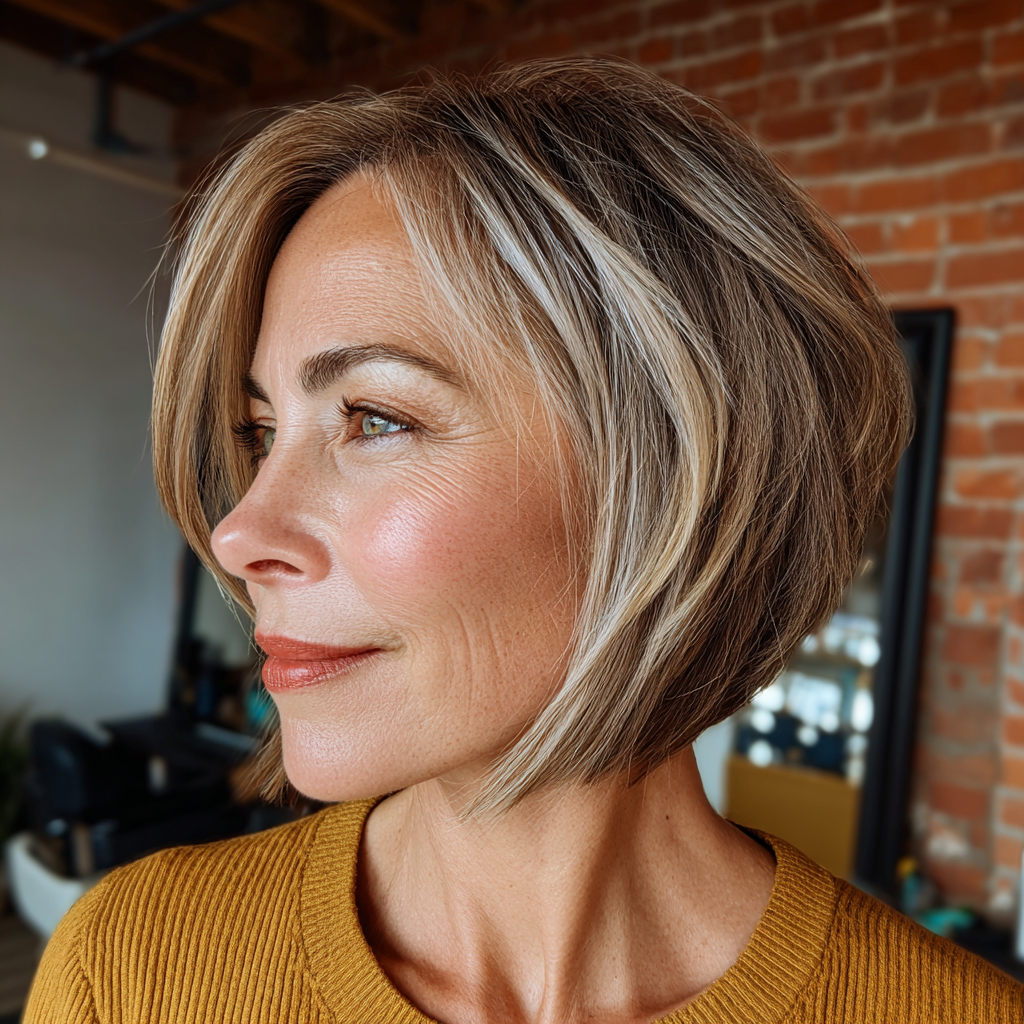 Textured Bronde Bob with Subtle Highlights