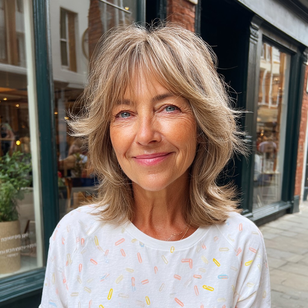 Textured Bronde Cut with Gentle Face-Framing Layers