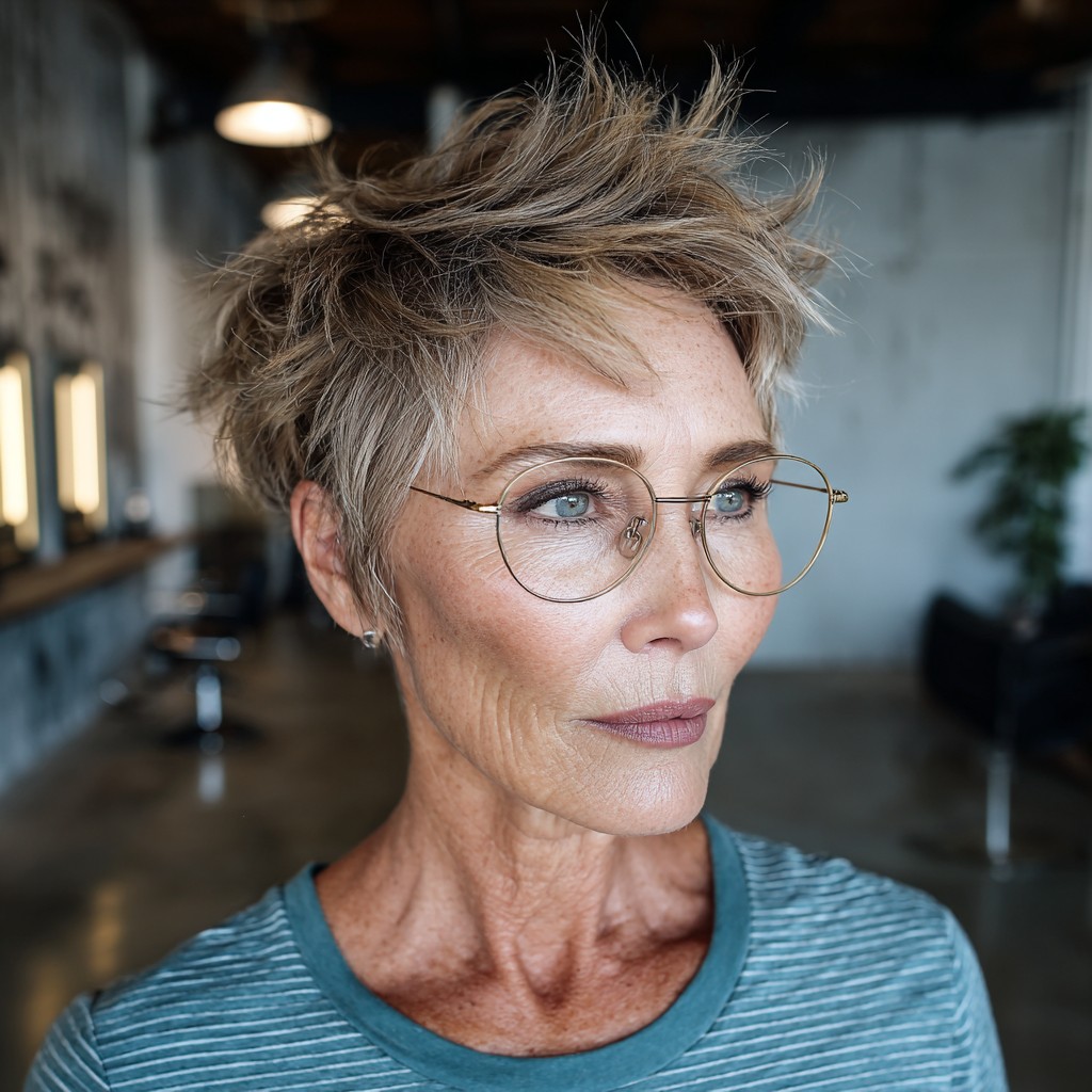 Textured Bronde Pixie with Lively Volume