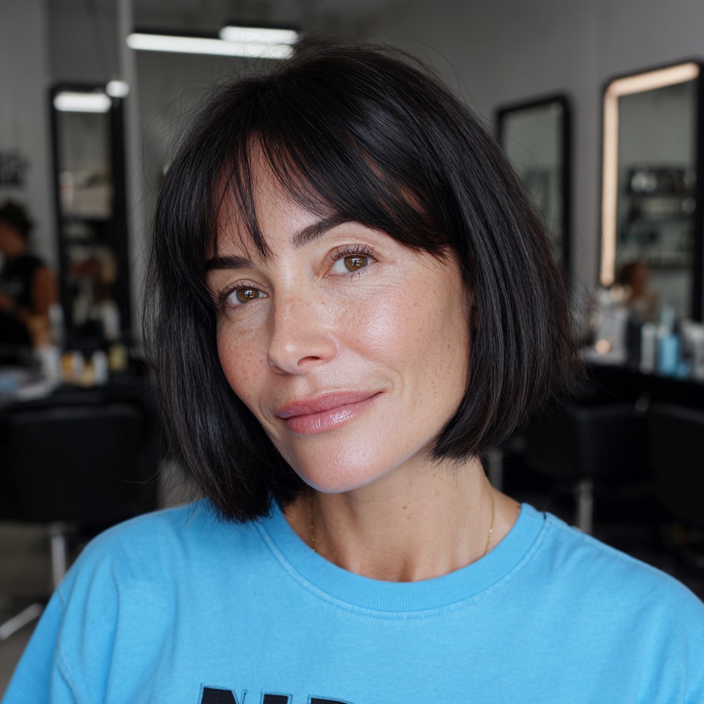 Textured Curtain Bob with Soft Bangs