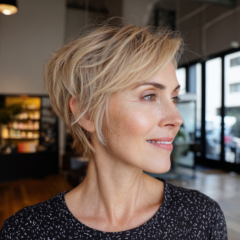 Textured Light Blonde Pixie with Soft Layers