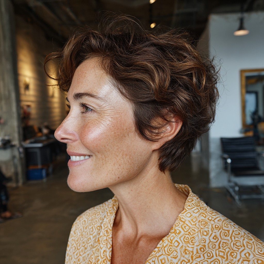 Textured Short Pixie Cut with Soft Curls