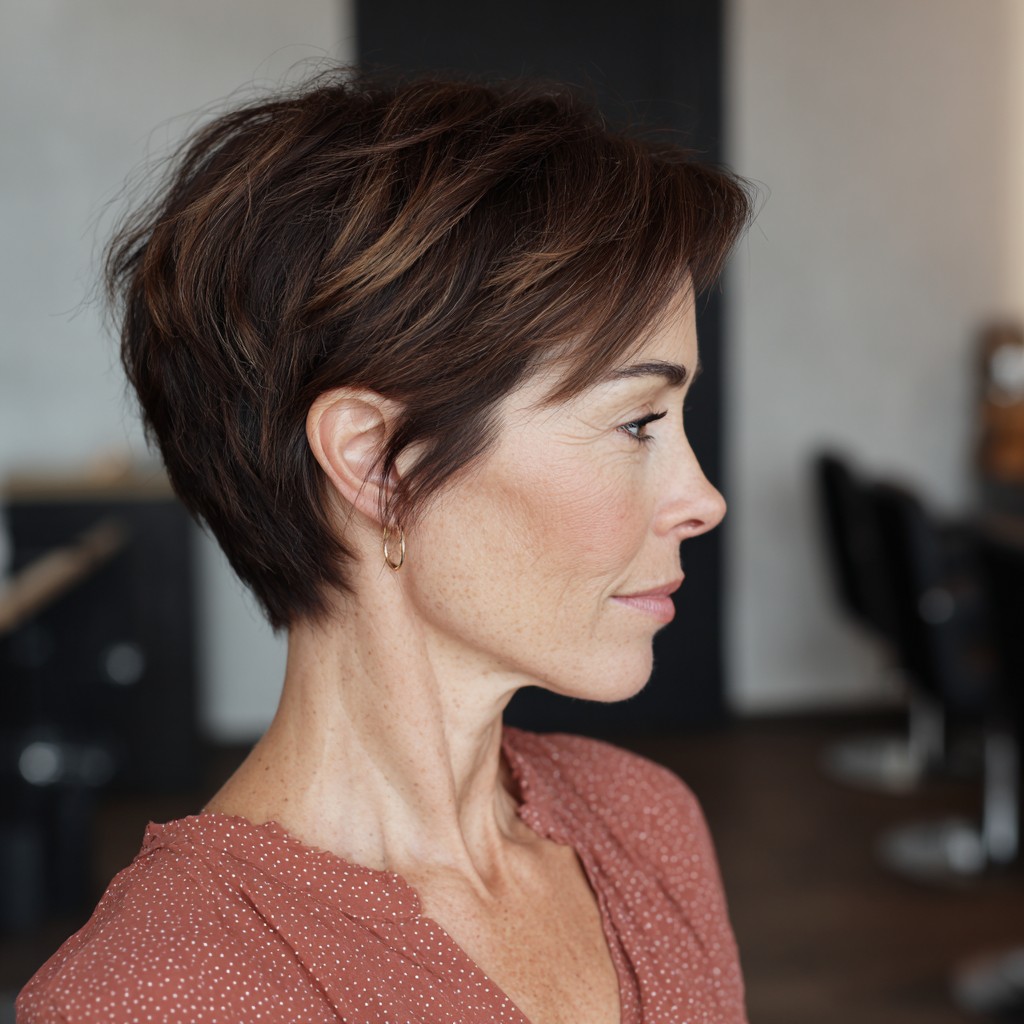 Textured Short Pixie Cut with Subtle Highlights