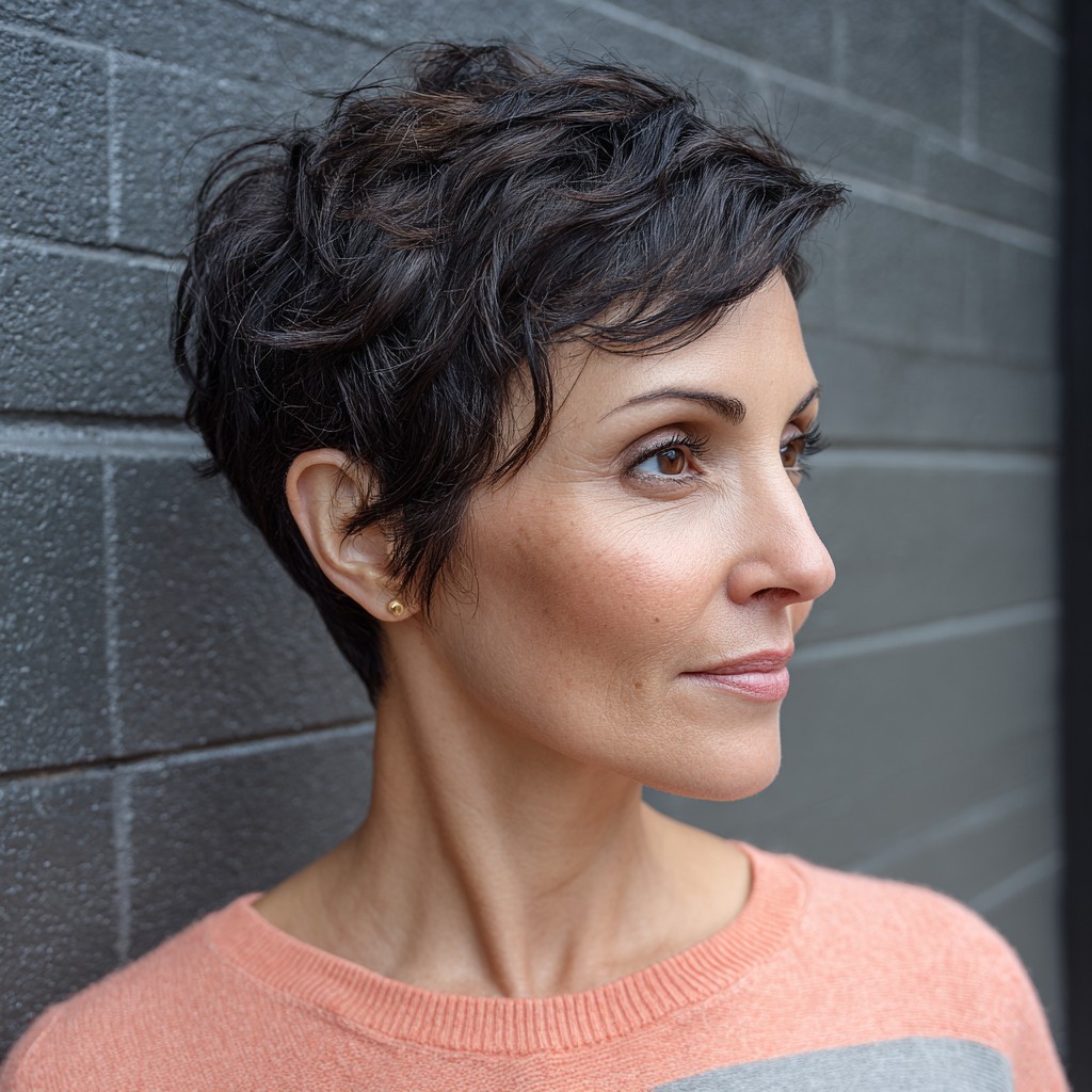 Textured Short Pixie Cut with Subtle Waves