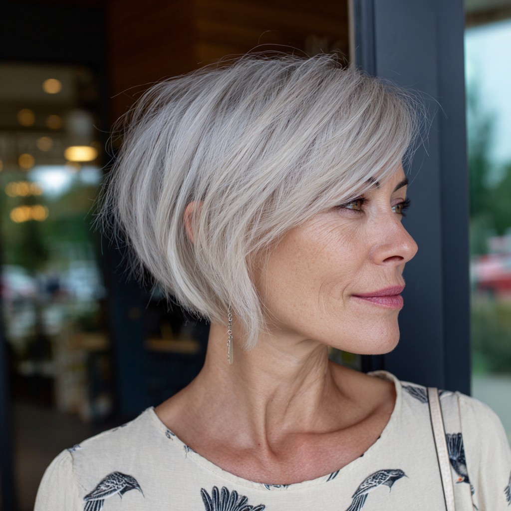 Textured Silver Bob with Soft Layers