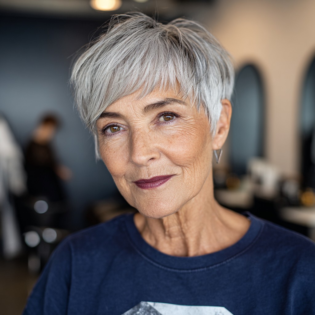Textured Silver Pixie with Choppy Layers