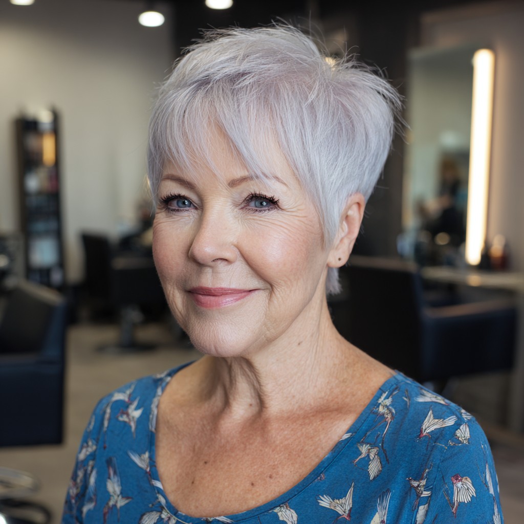 Textured Silver Pixie with Soft Volume