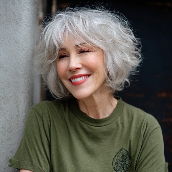 Textured Silver Short Bob with Soft Layers