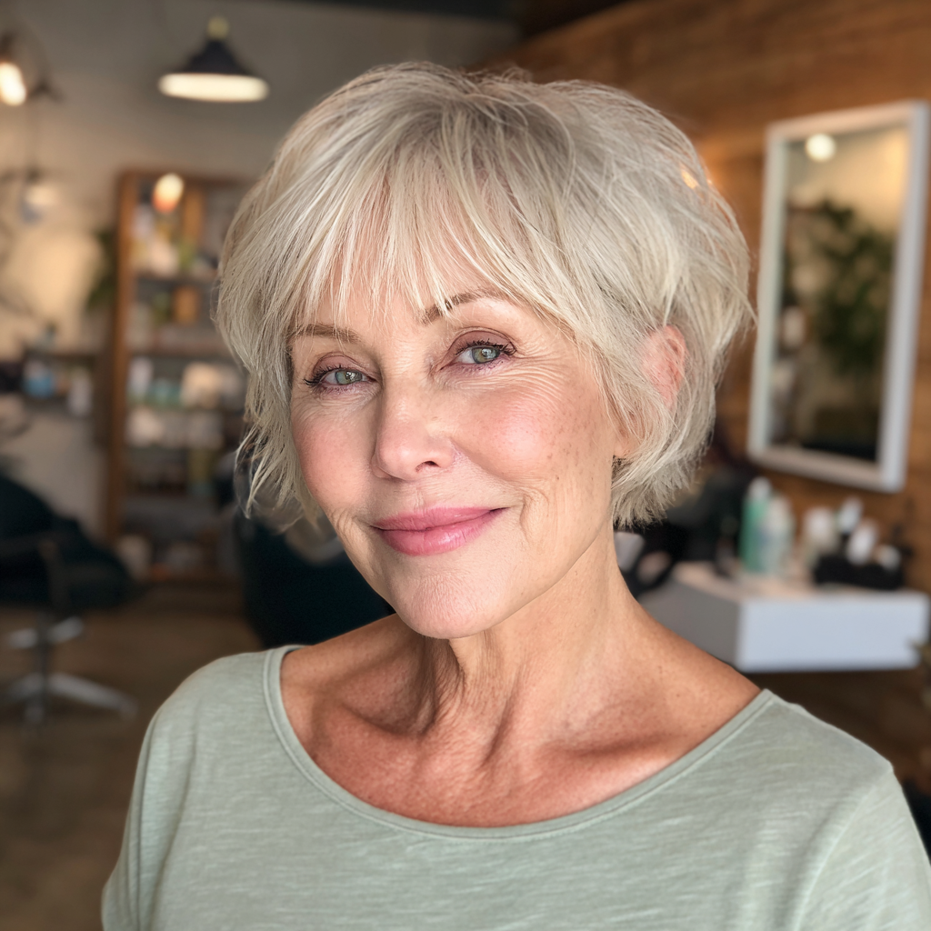 Textured Soft Platinum Pixie Cut
