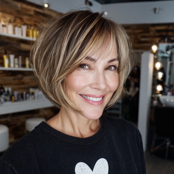 Trendy Textured Bob with Subtle Highlights