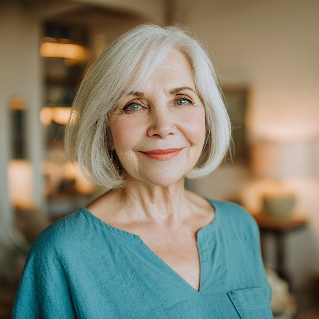 Soft Textured Silver Bob with Subtle Layers