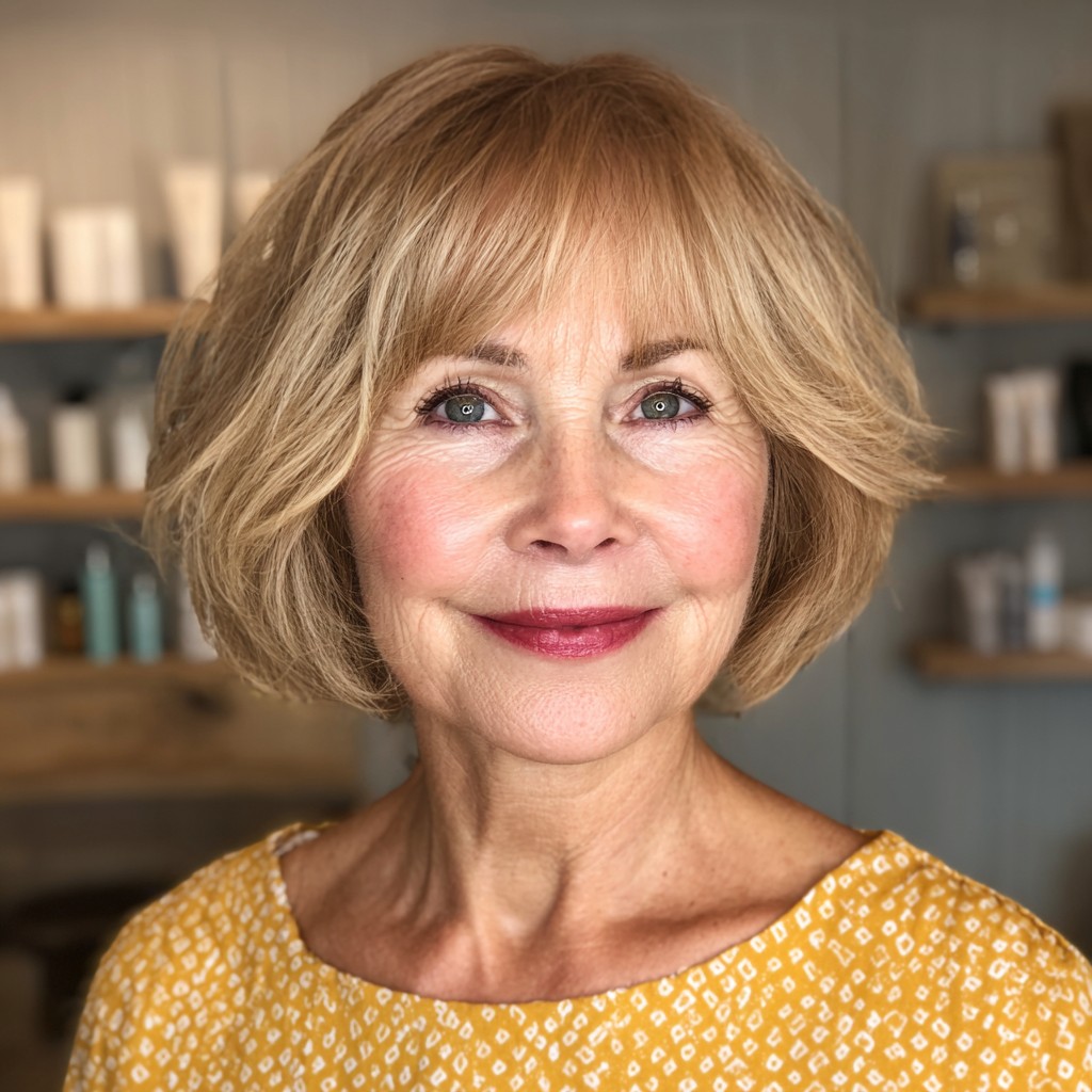 Chic Rounded Bob with Soft Bangs