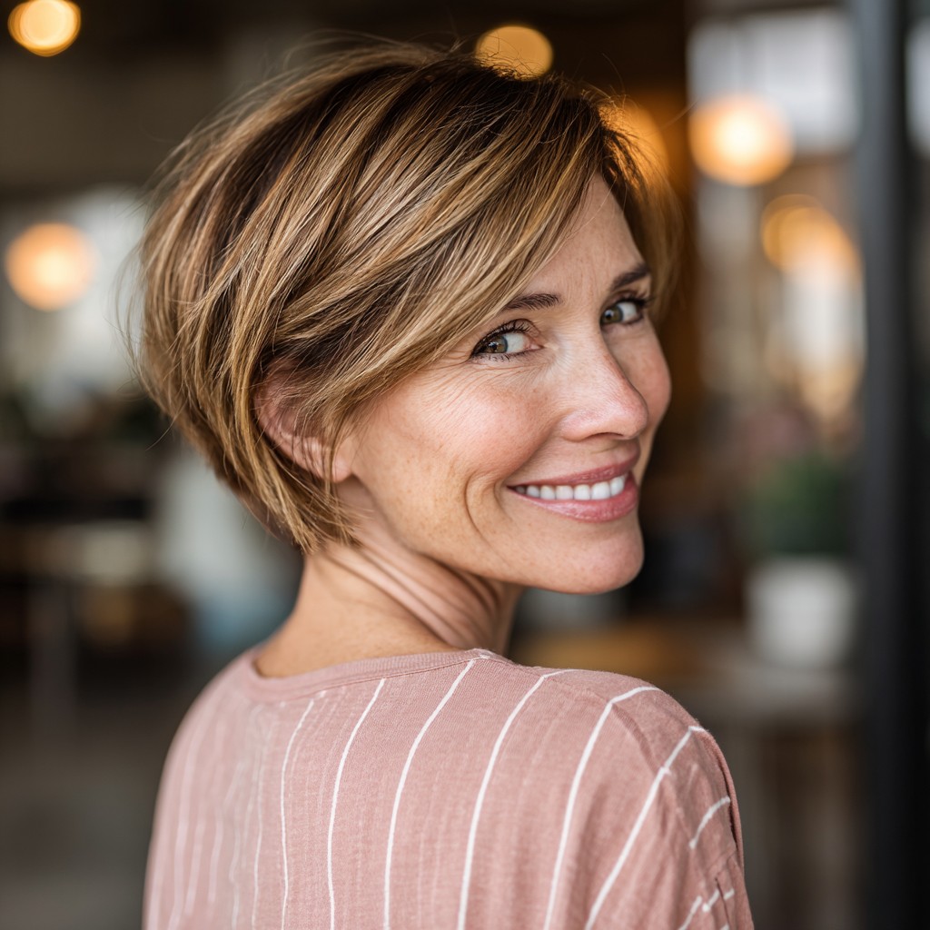 Chic Textured Bob with Soft Highlights