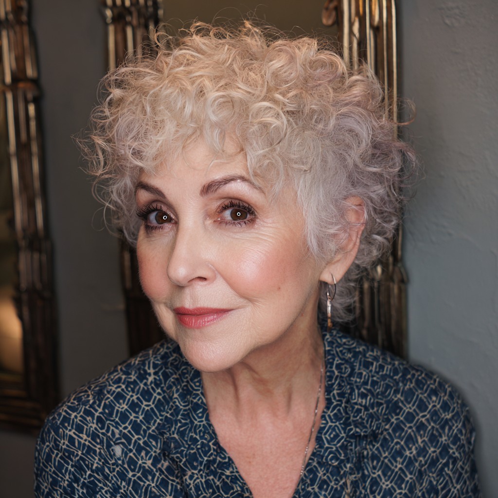 Chic Textured Curly Platinum Crop