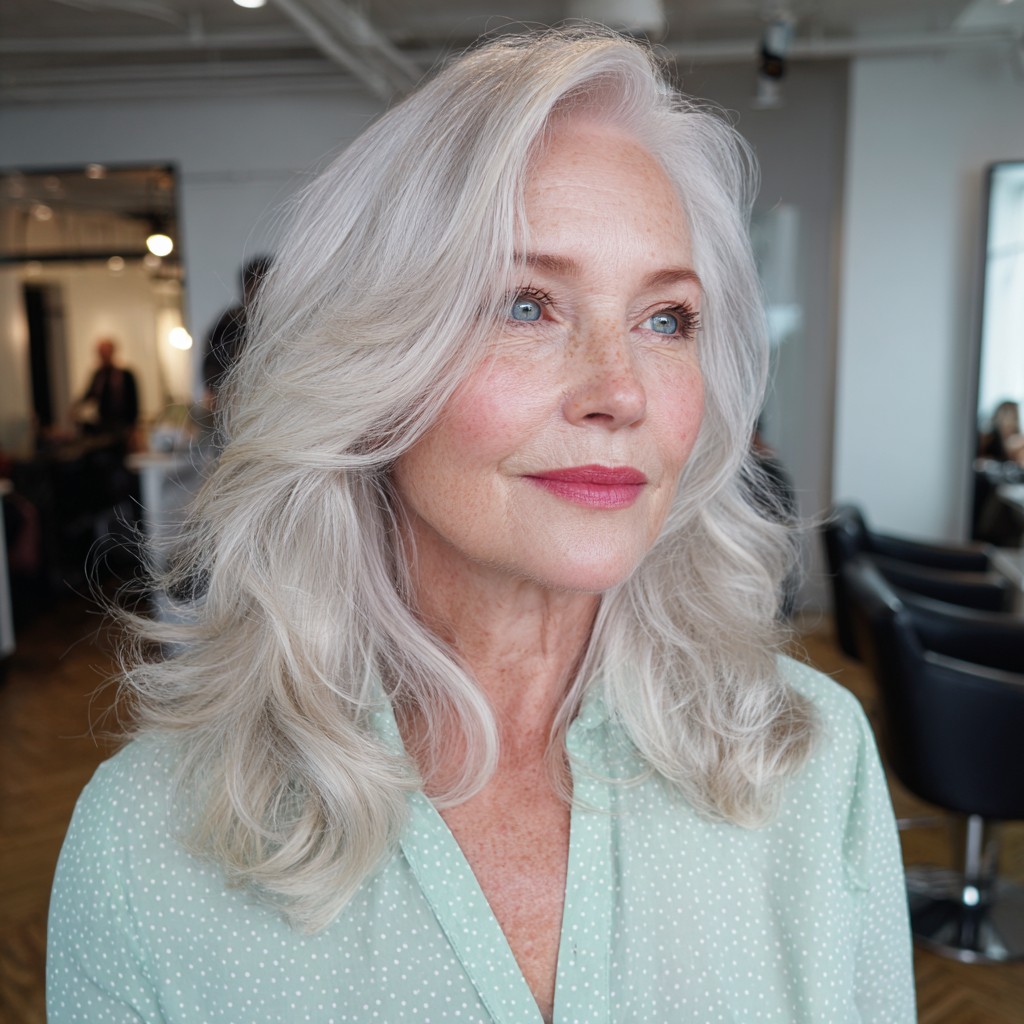Elegant Softly Layered Platinum Blonde with Natural Movement