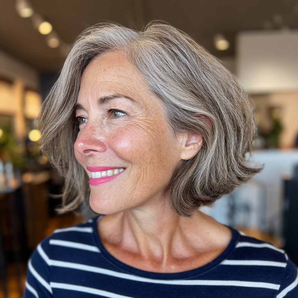 Graceful Textured Lob with Soft Waves