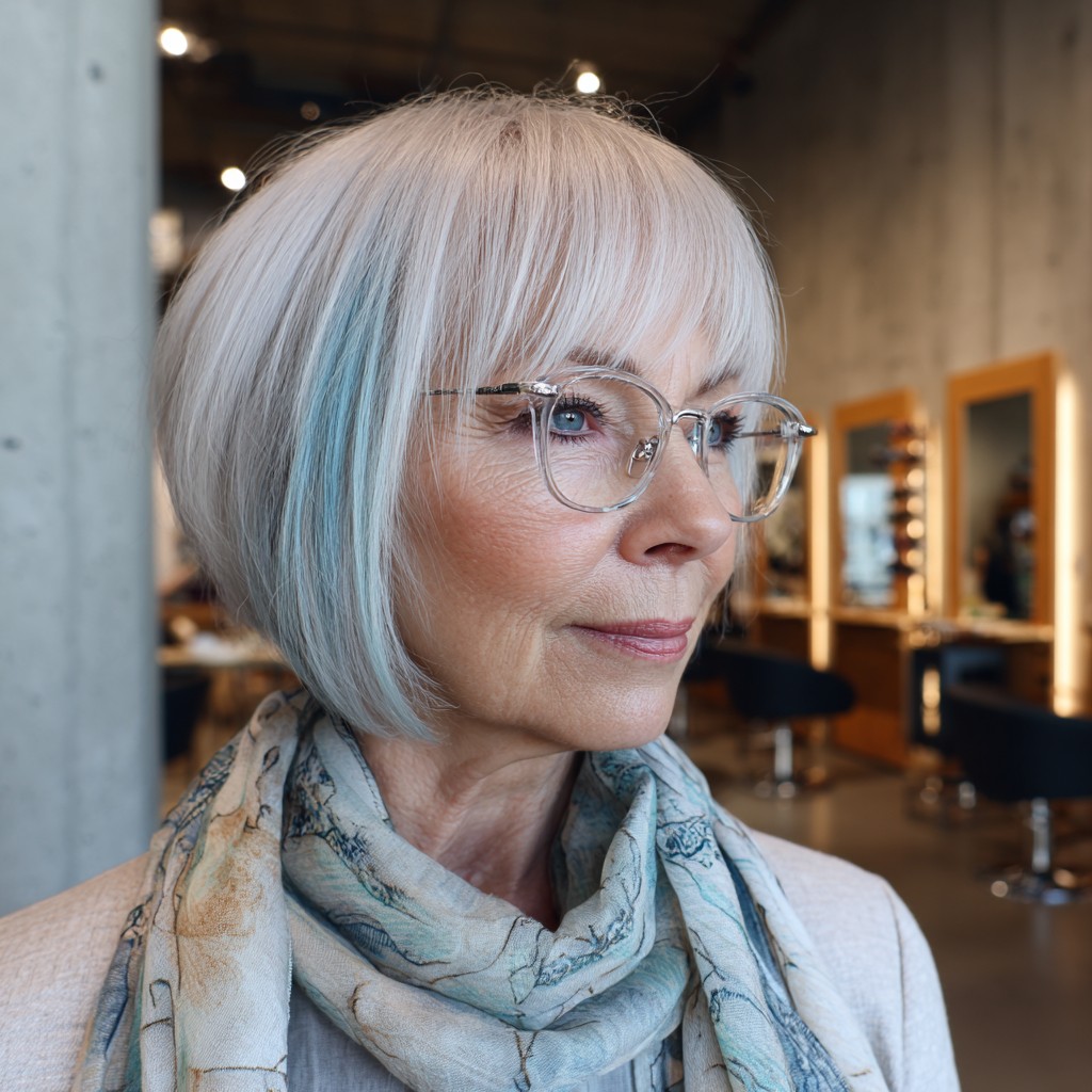 Modern Light Platinum Bob with Subtle Blue Highlights