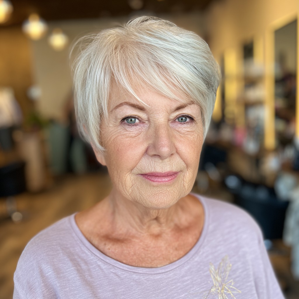 Modern Silver Pixie Cut with Soft Textured Layers
