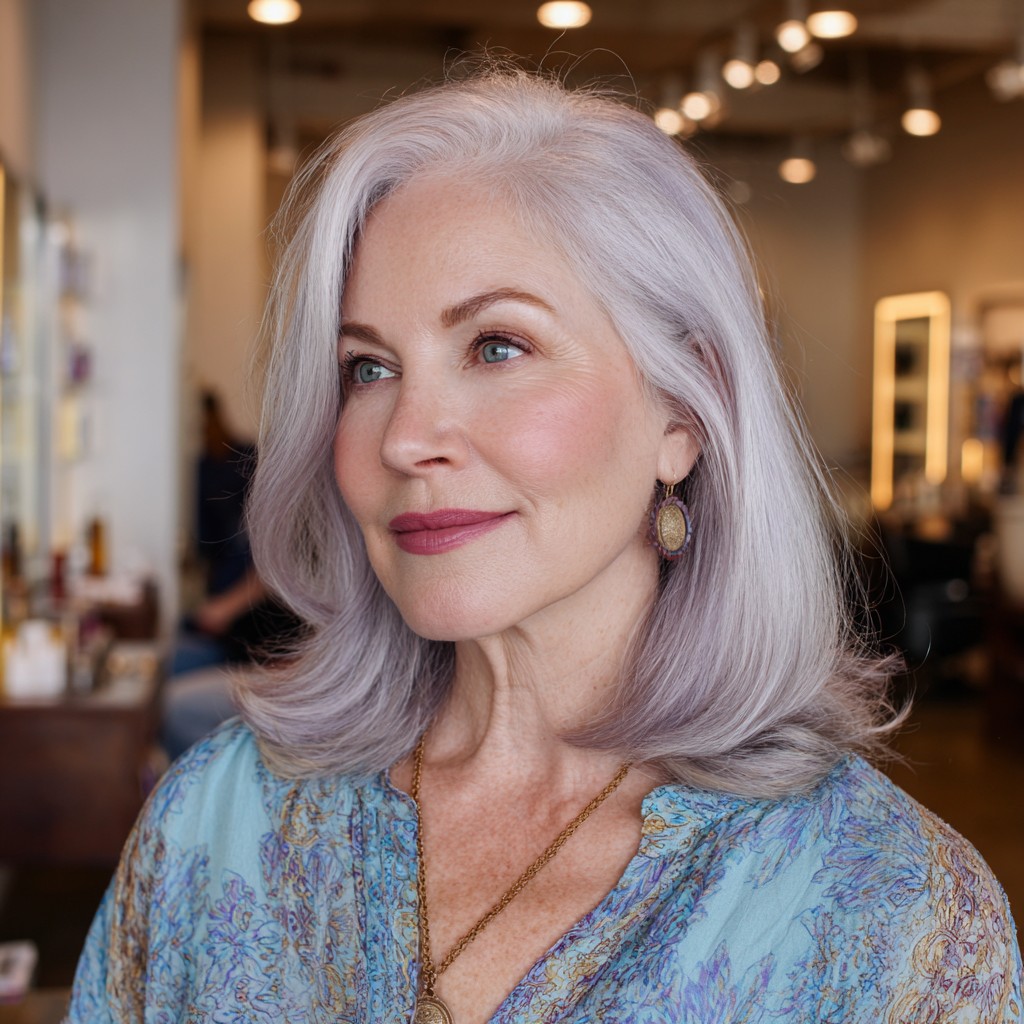 Soft Layered Platinum Blonde with Subtle Lavender Undertones