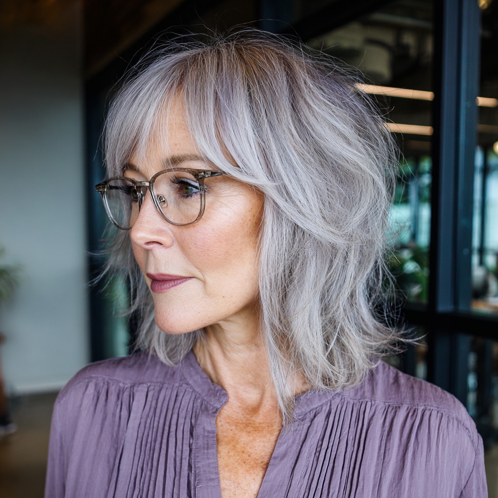 Soft Layered Platinum Bob with Face-Frame Layers