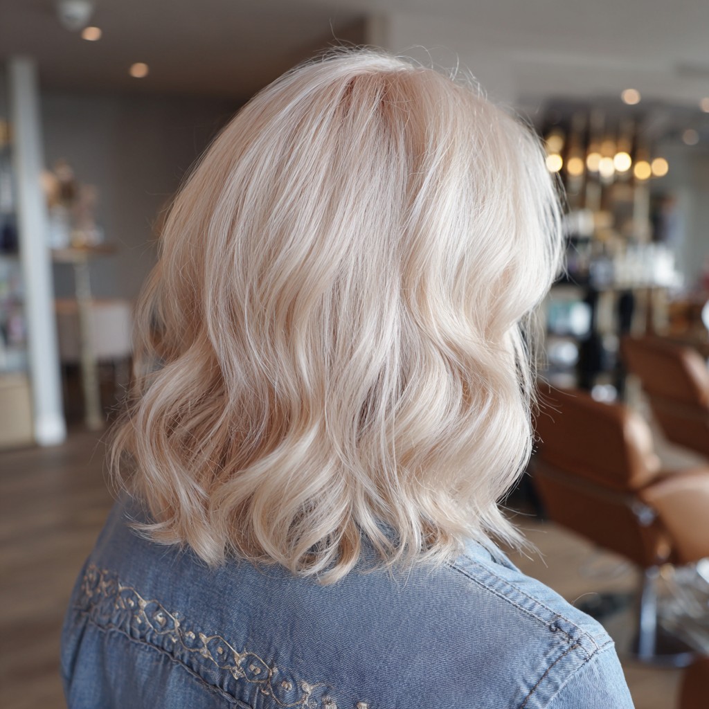 Softly Layered Platinum Blonde Waves
