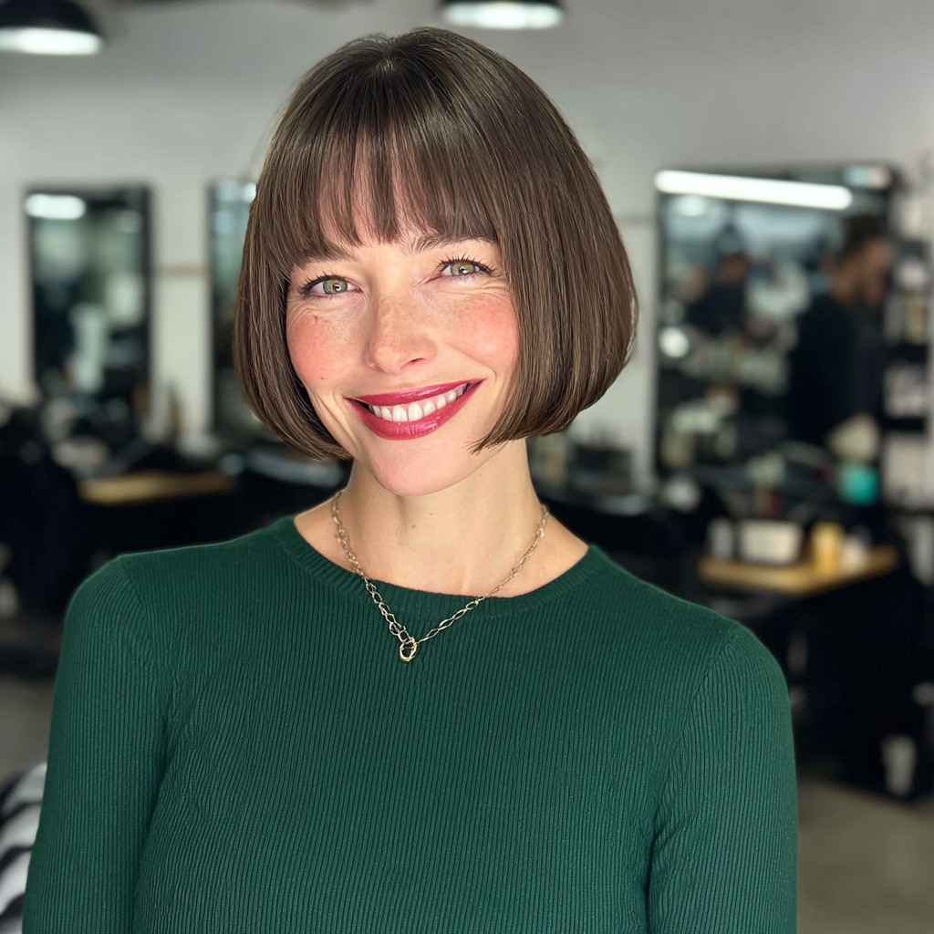 Stylish Blunt Bob with Soft Bangs