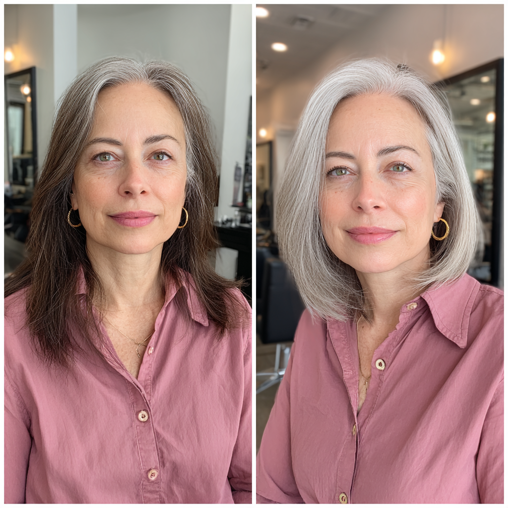Stylish Silver Blunt Bob with Subtle Texturing
