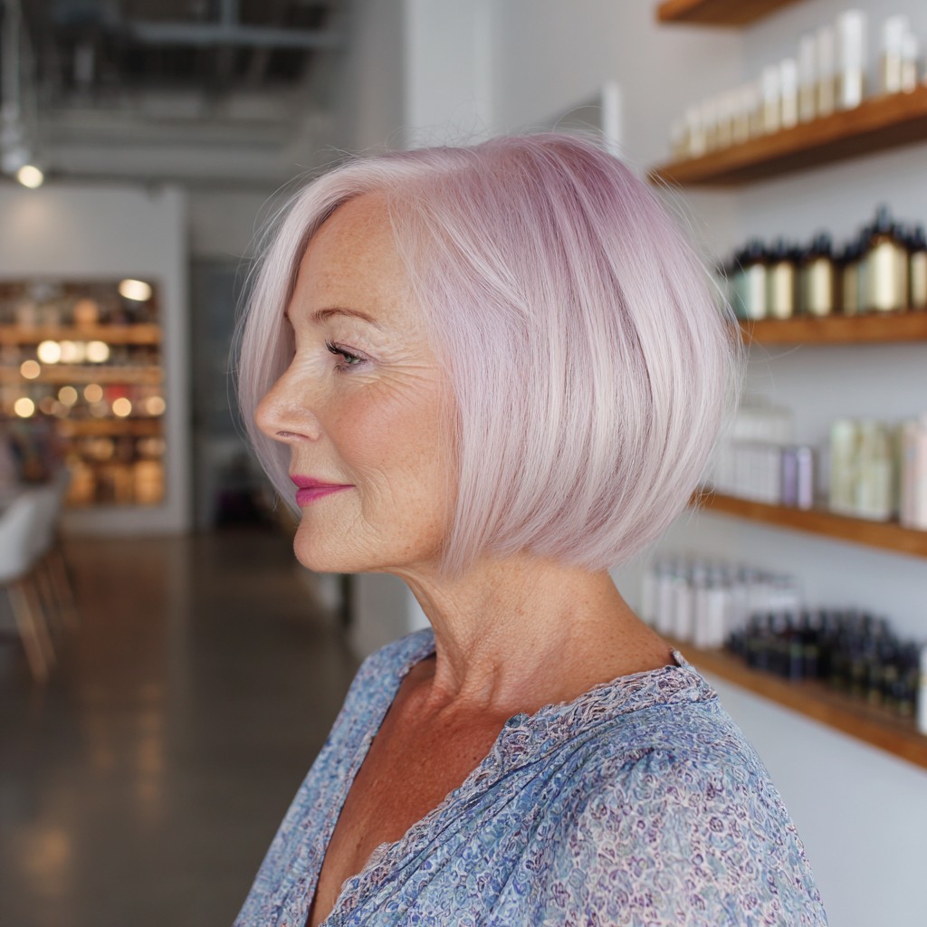 Stylish Soft Platinized Bob with Subtle Lavender Hues