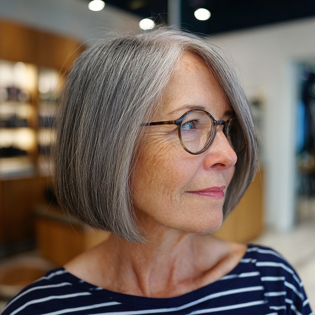 Stylish Textured Silver Bob with Subtle Layers