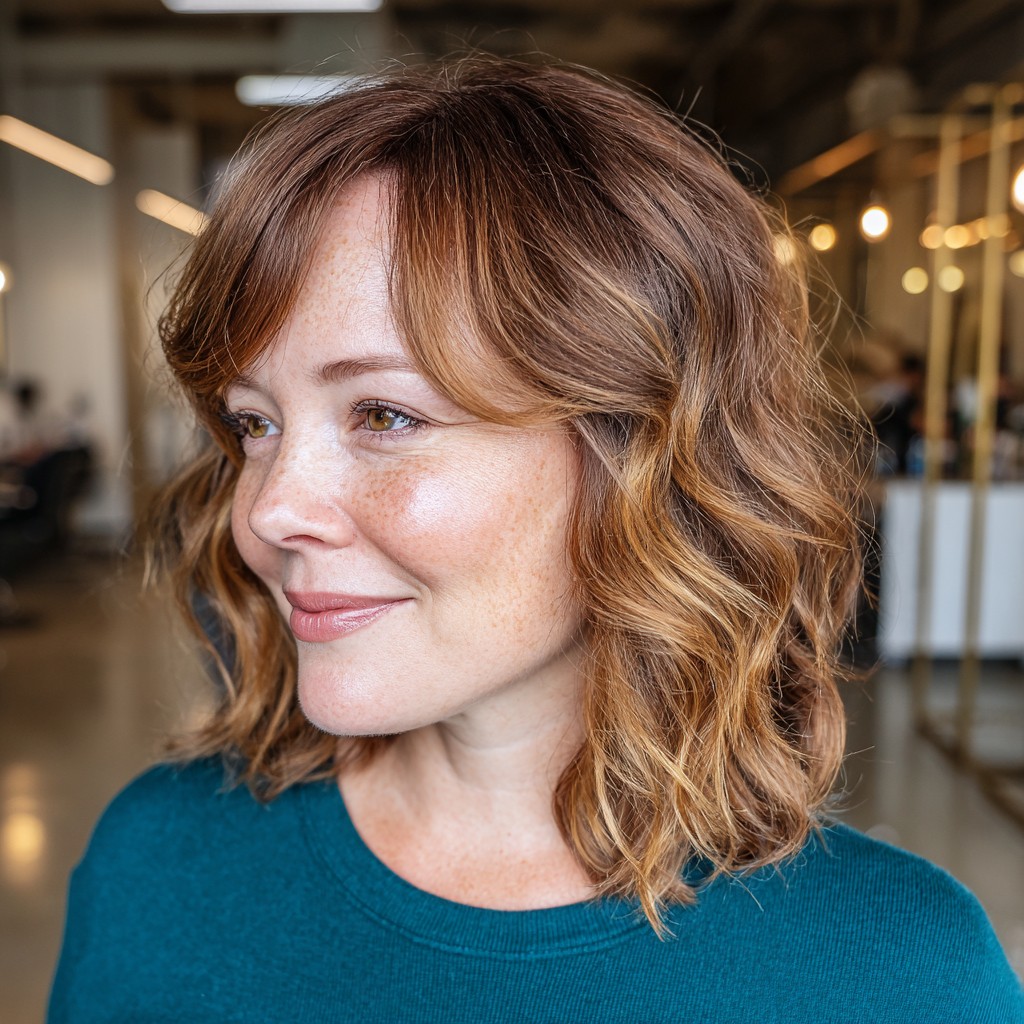 Textured Medium-Length Waves with Soft Highlights