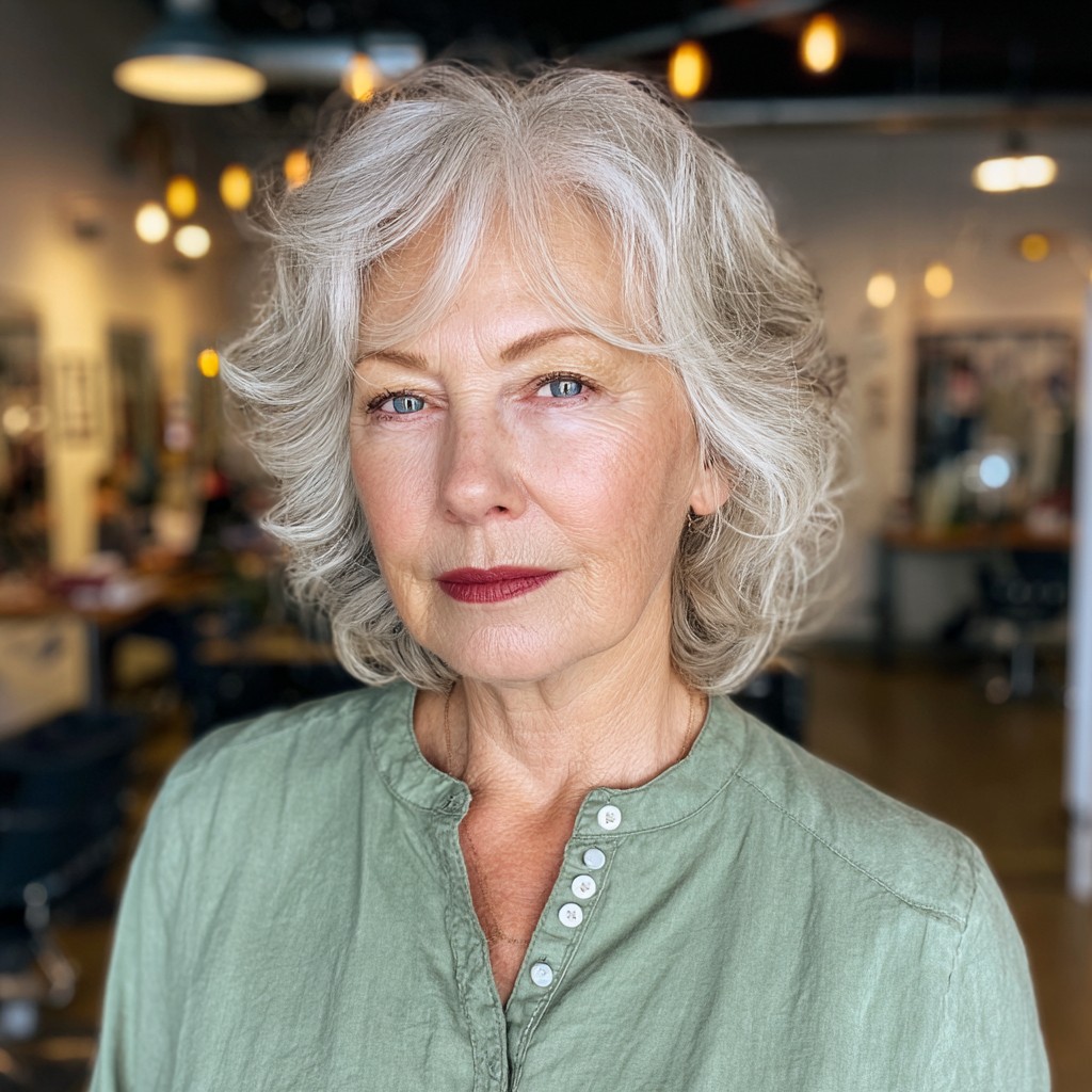 Textured Silver Shag with Soft Face-Framing Layers