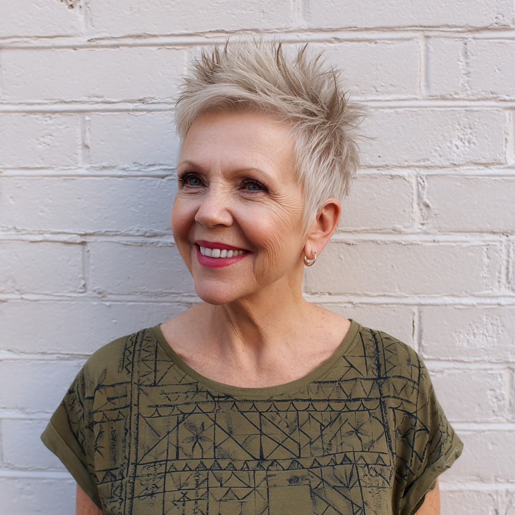 Textured Silver Spiked Pixie Cut