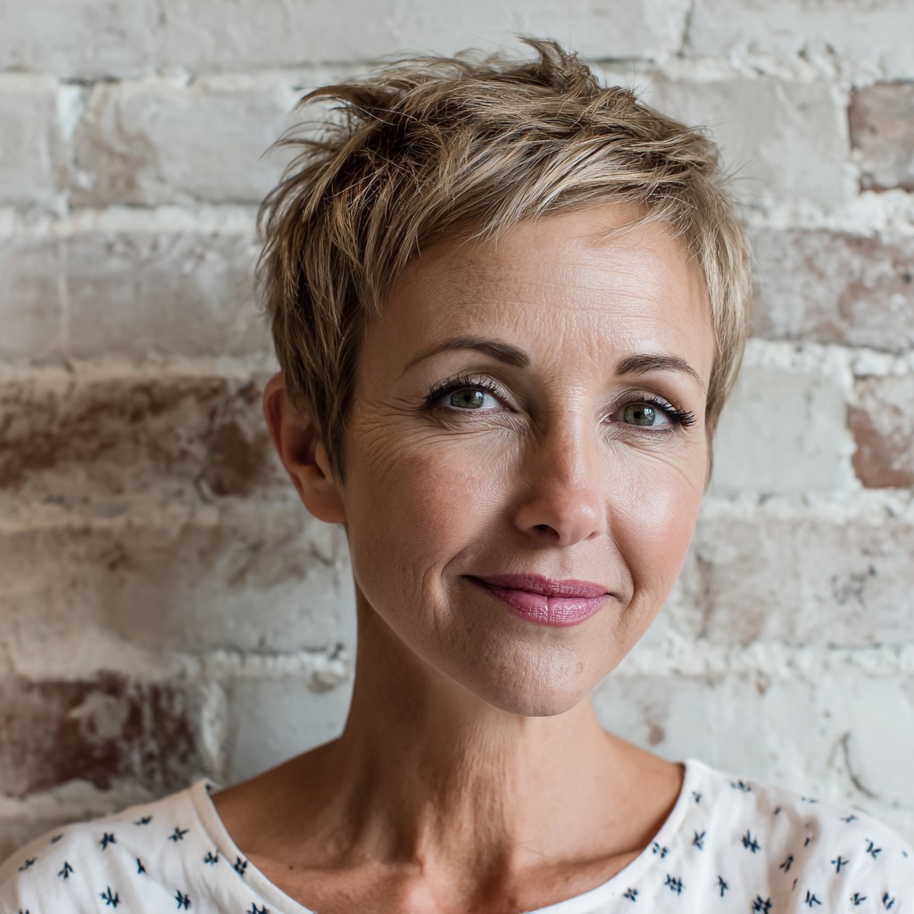 45761 textured short pixie cut with soft layers