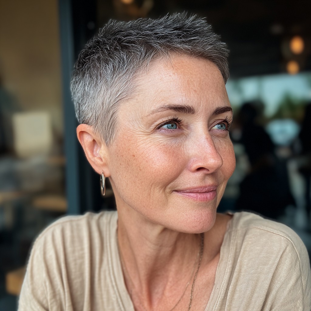 Textured Short Pixie Cut with Subtle Highlights