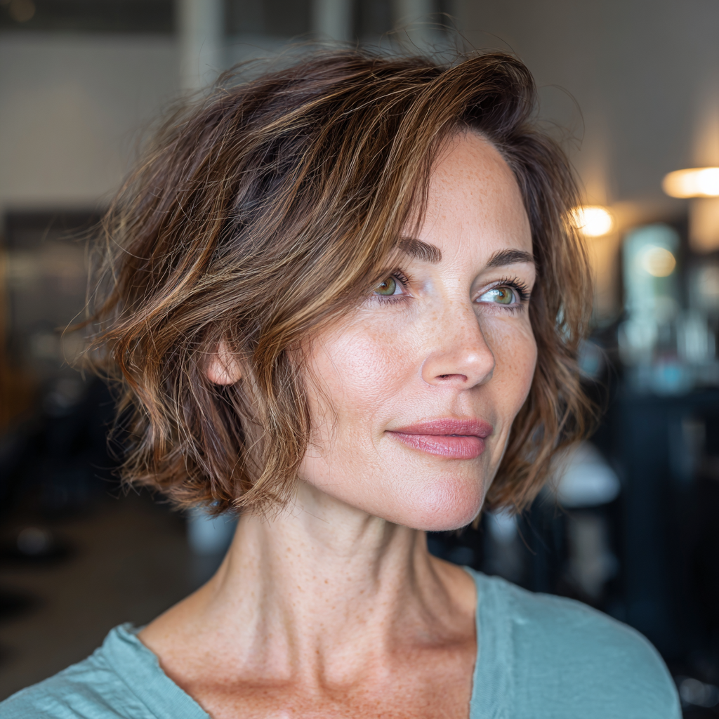 Textured Wavy Bob with Subtle Highlights