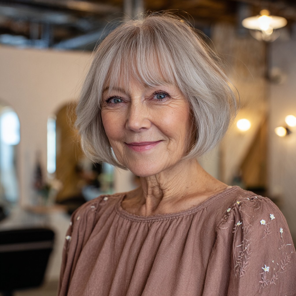 Charming Soft Wispy Bangs with Textured Bob