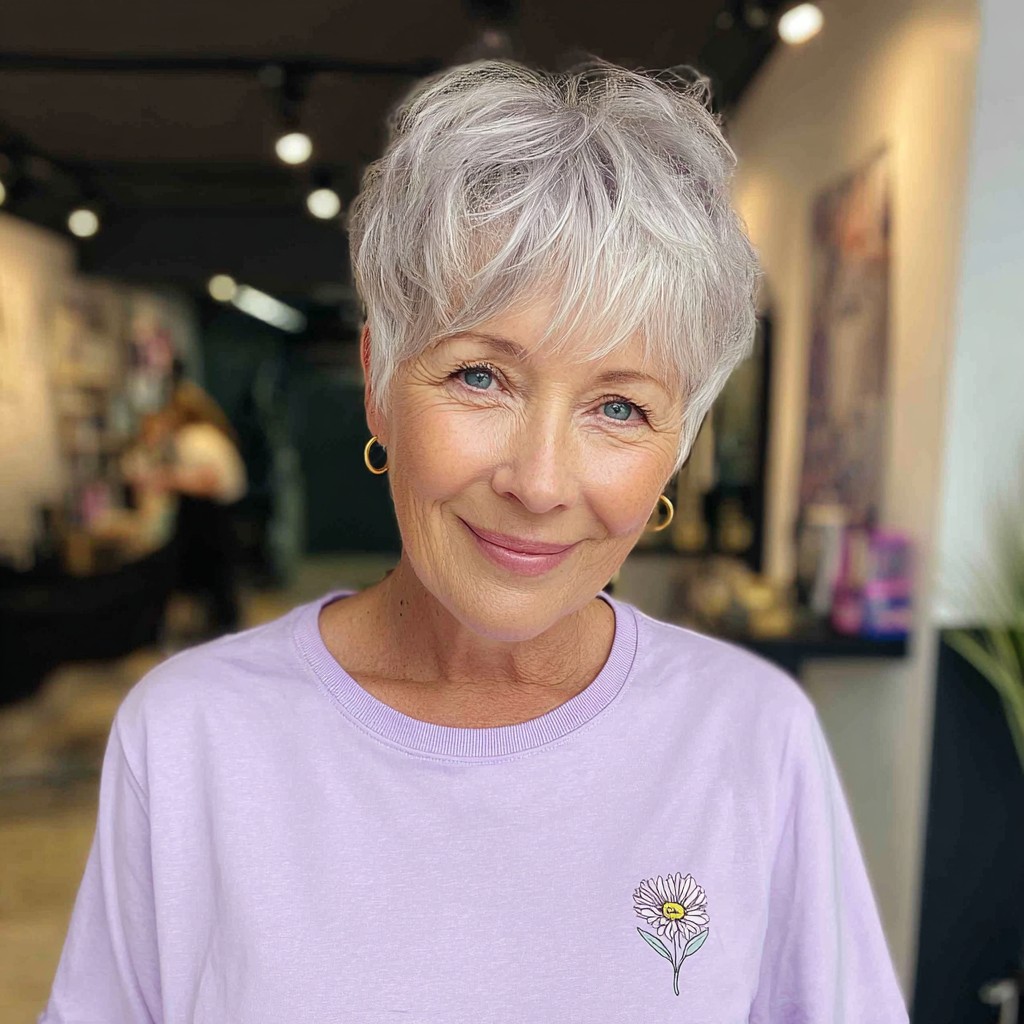 Charming Textured Pixie Cut with Soft Wispy Bangs
