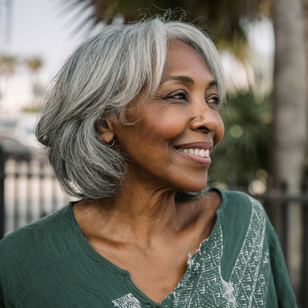 Charming Textured Silver Bob with Soft Layers