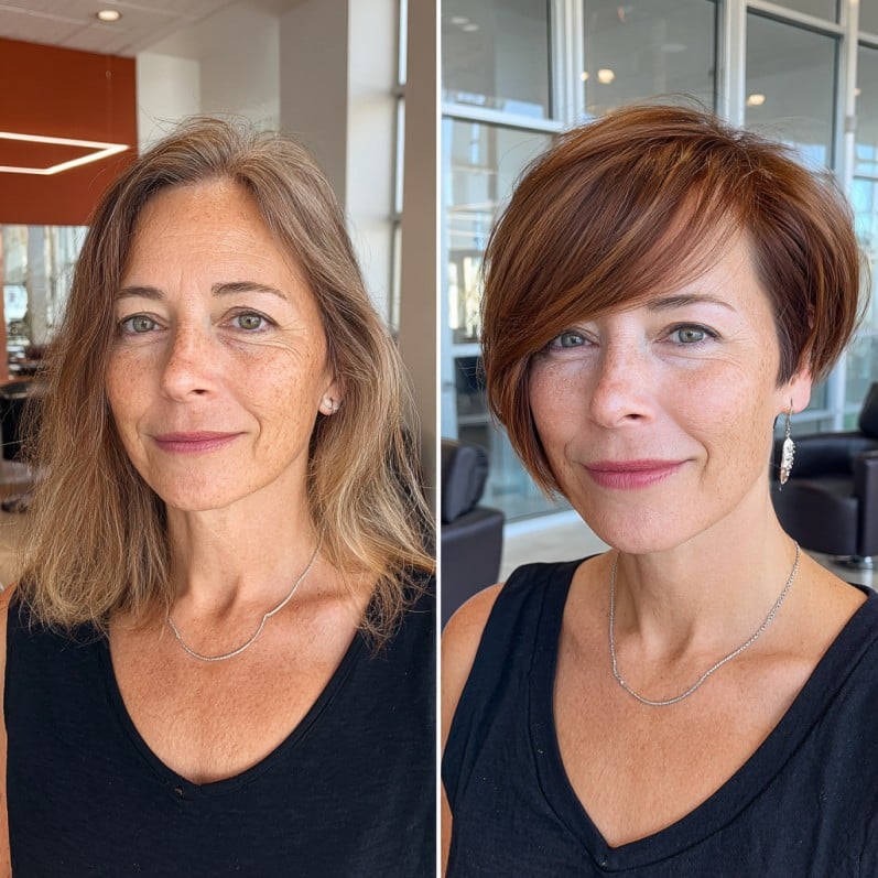 Chic Asymmetrical Bob with Rich Auburn Undertones
