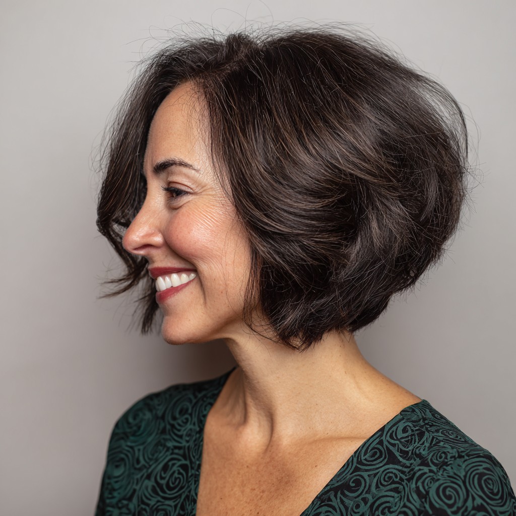 chic layered asymmetrical bob with subtle highlights