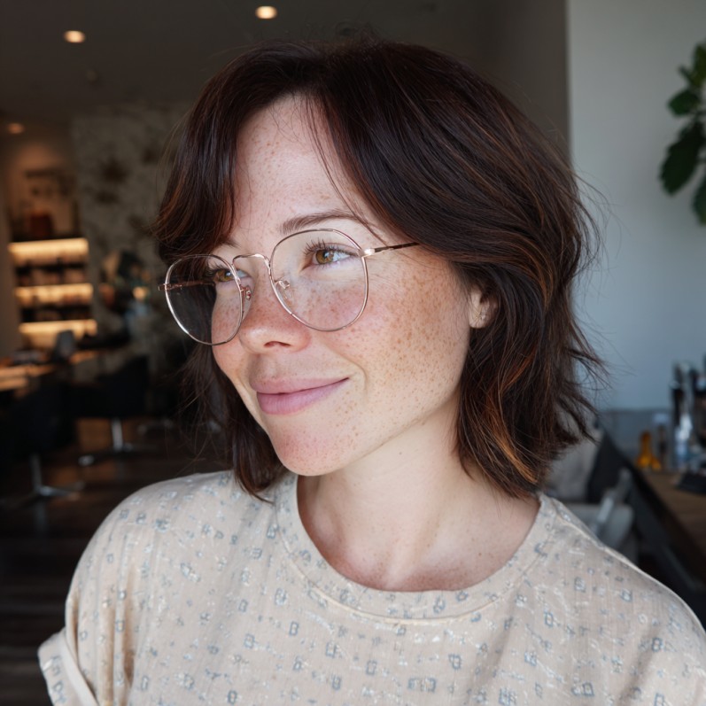 Chic Layered Curtain Bob with Subtle Highlights
