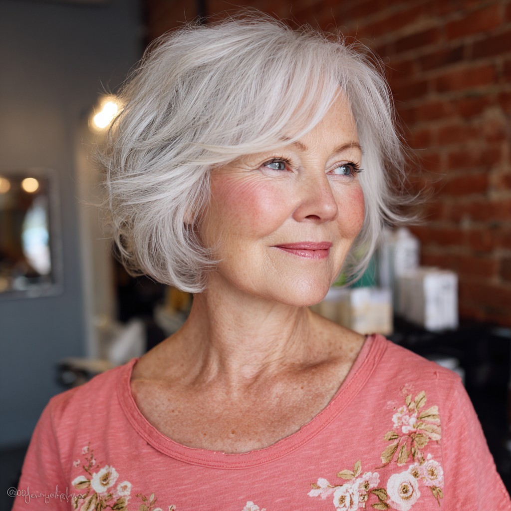Chic Layered Silver Bob with Soft Movement