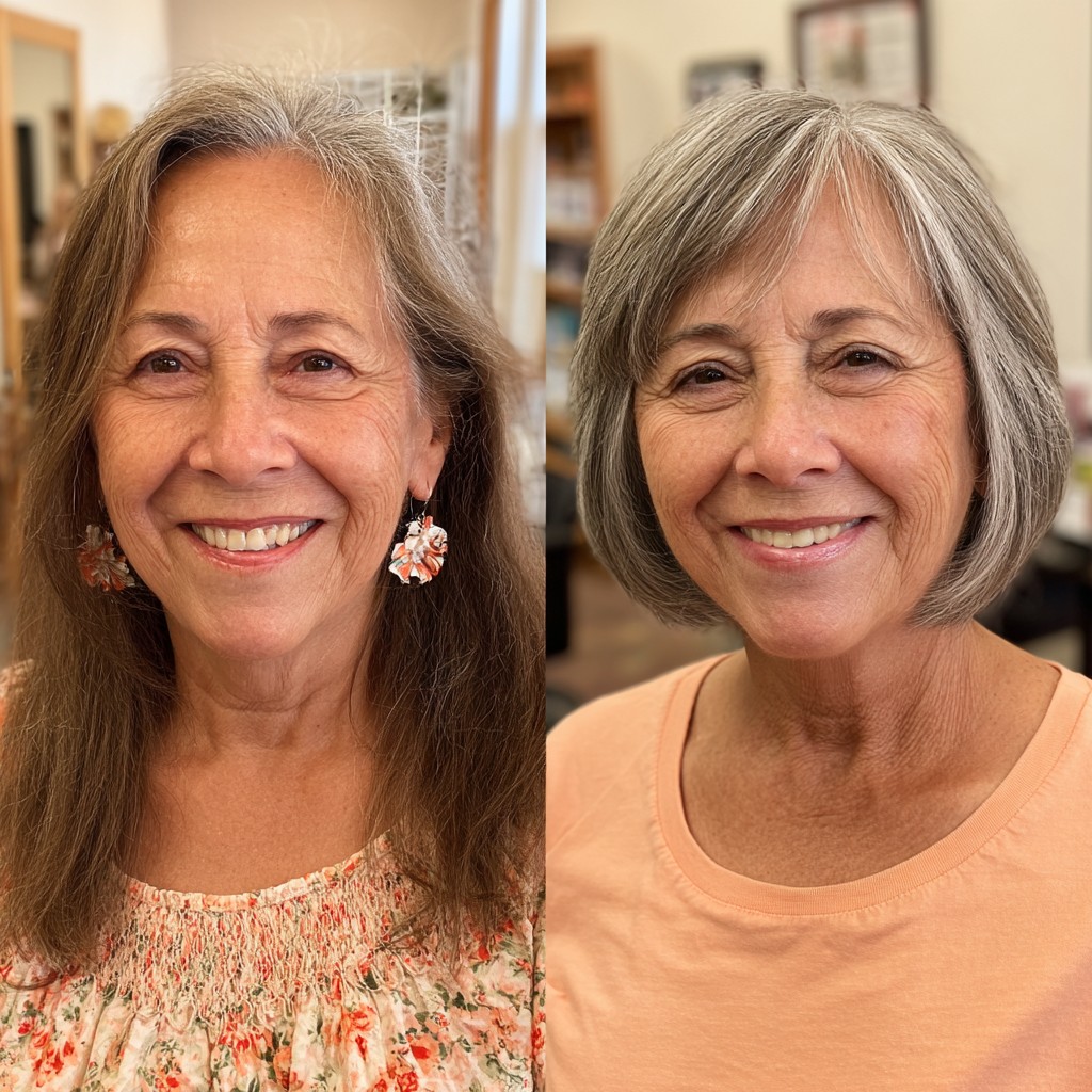 Chic Textured Bob with Soft Grey Highlights