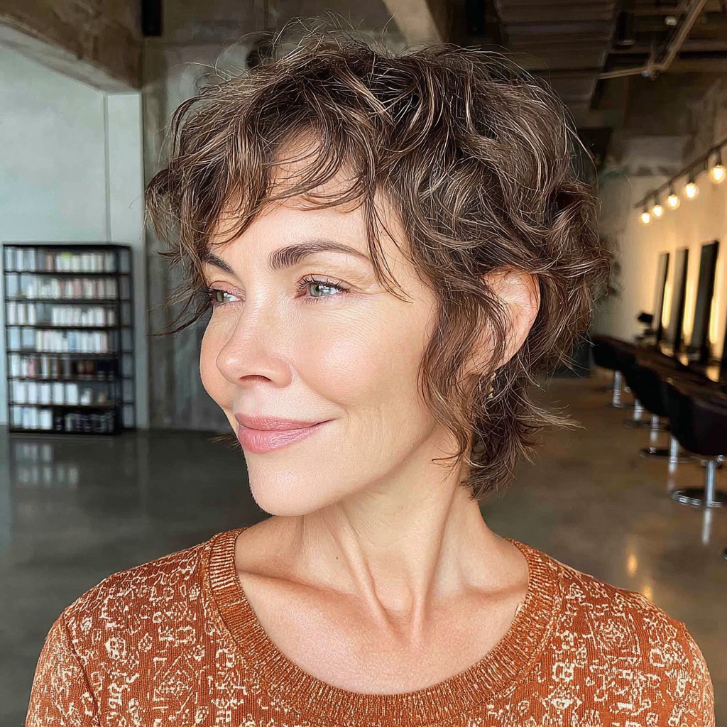 Chic Textured Curly Bob with Soft Layers