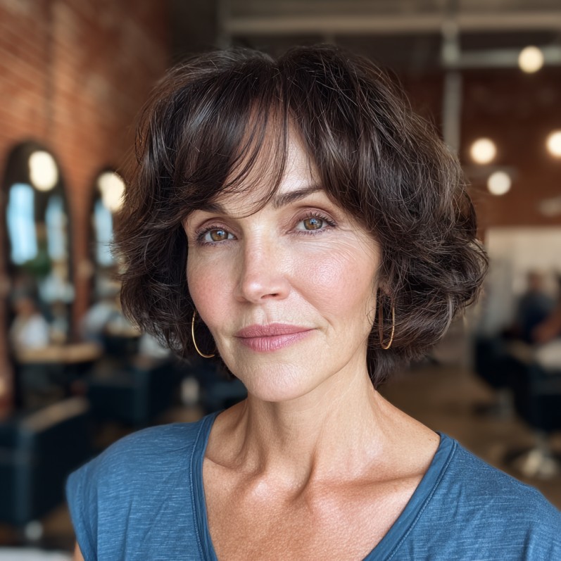 Chic Textured Curtain Bob with Soft Layers