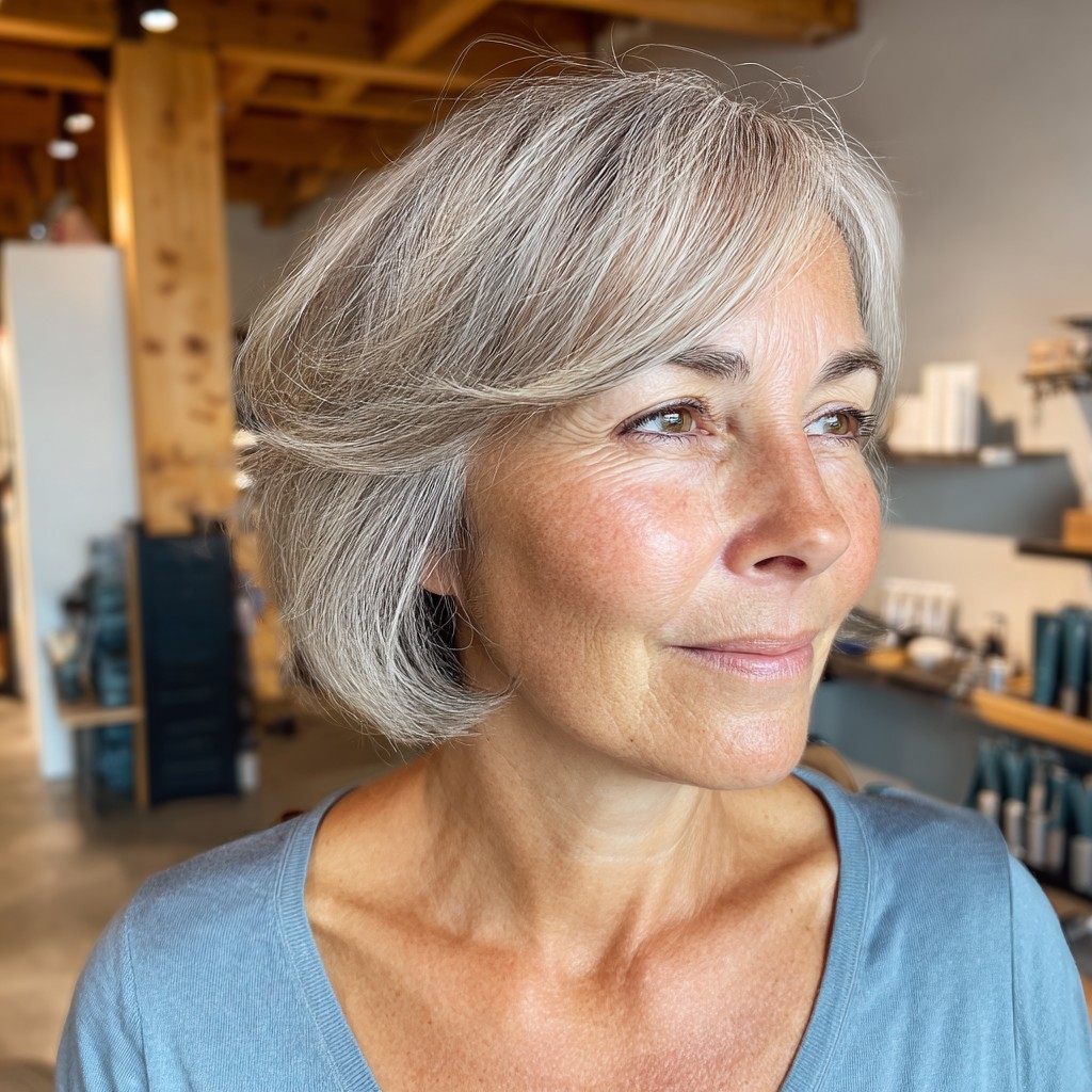 Chic Textured Gray Bob with Soft Layers